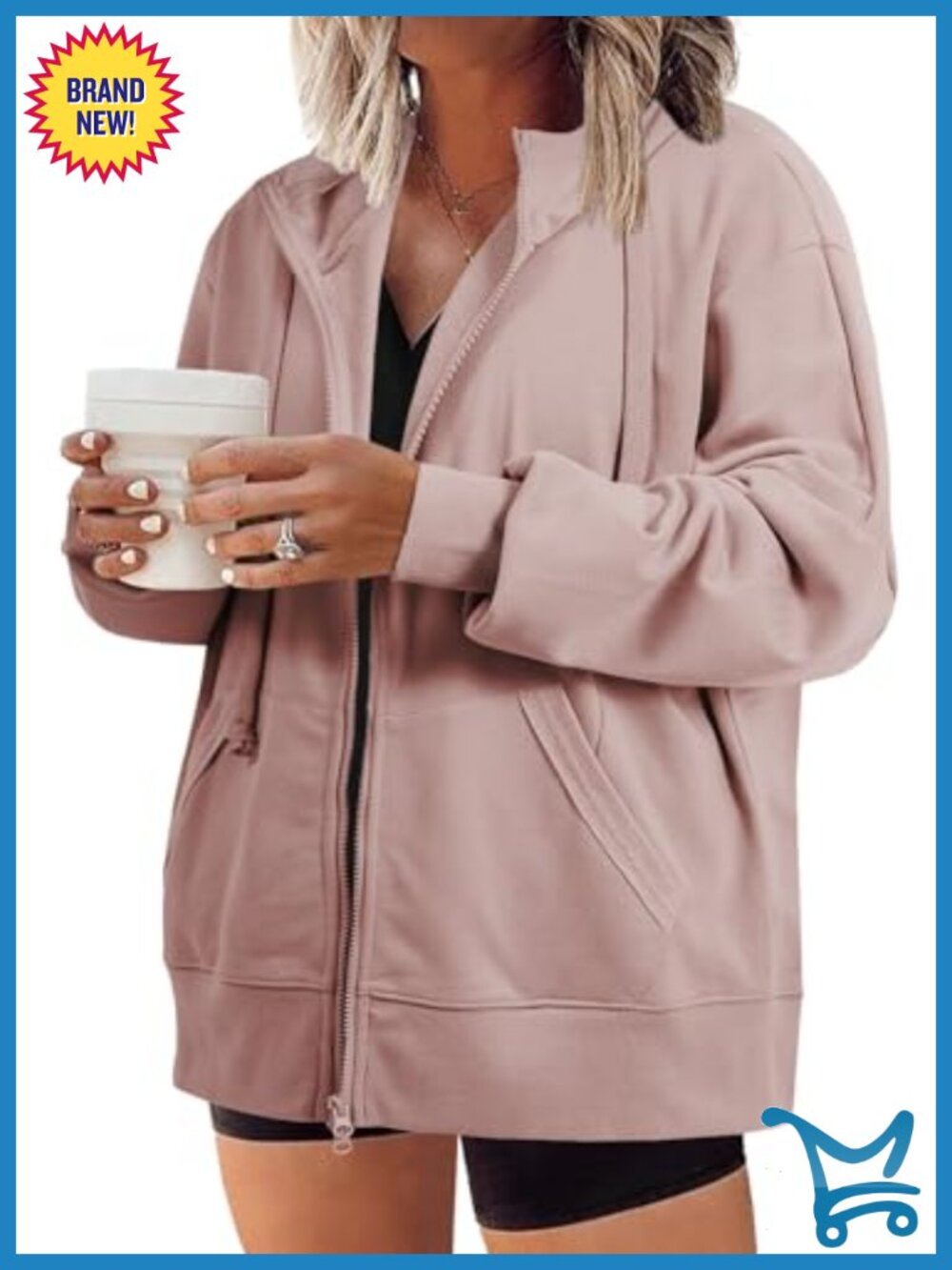 Plus Size Zip Up Hoodie Long Sleeve Oversized Sweatshirt